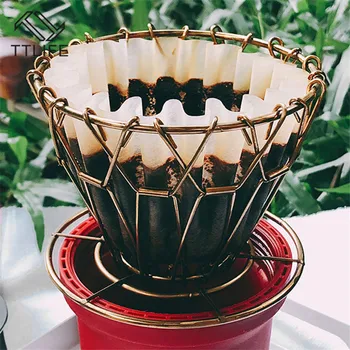 

TTLIFE Stainless Steel Coffee Dripper Foldable Filter V60 Style Coffee Drip Filter Cup Portable Reusable Paperless Pour Over