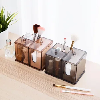 

Multi Grid Transparent Cotton Pad Storage Box Plastic Cotton Swab Cleansing Cotton Small Box Makeup Organizer Box With Lid