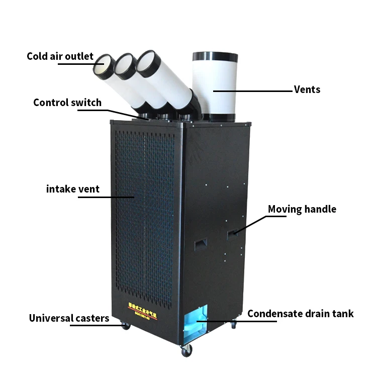 220 В кондиционер промышленный портативный компрессор кондиционера три выхода воздуха охладитель воздуха один холодный тип