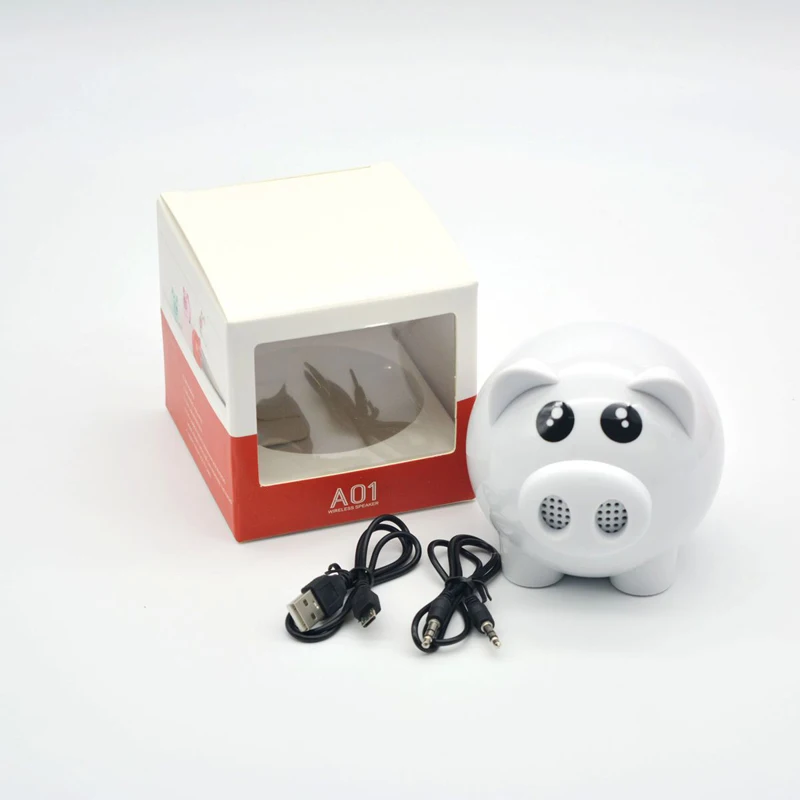 White Jinreach высокое качество A01 Милая свинка беспроводной Bluetooth динамик портативный мини милые животные громкоговоритель детский динамик - Цвет: White
