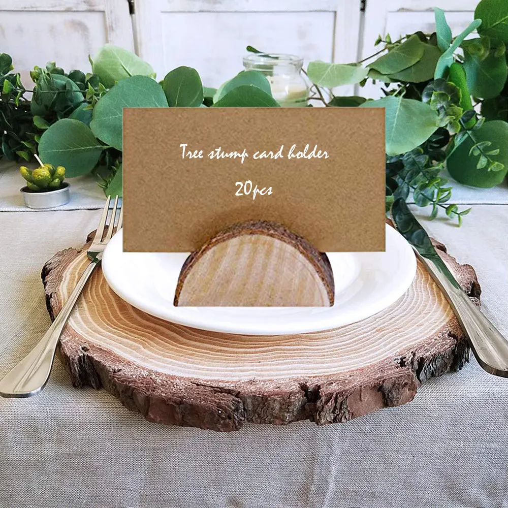 20pcs Wooden Table Holder and Folding Cardboard Place Card Holders Note Photo Picture Clip Wood Wedding Party Direction Signs