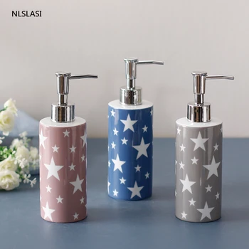 

Small fresh shower gel bottle detergent dispenser lotion press bathroom ceramic star hand soap bottle bathroom decoration