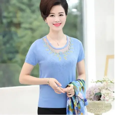 Осень осень зима мать из двух частей набор blusa tricot Женский Плюс Размер кардиганы для женщин среднего возраста вязаный свитер S1119