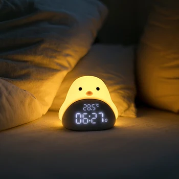 

Digital Alarm Clock Silicone Touch Night Light LED Table Clock with Temperature Bedroom Cute Cartoon Bird Electronic Desk Clock