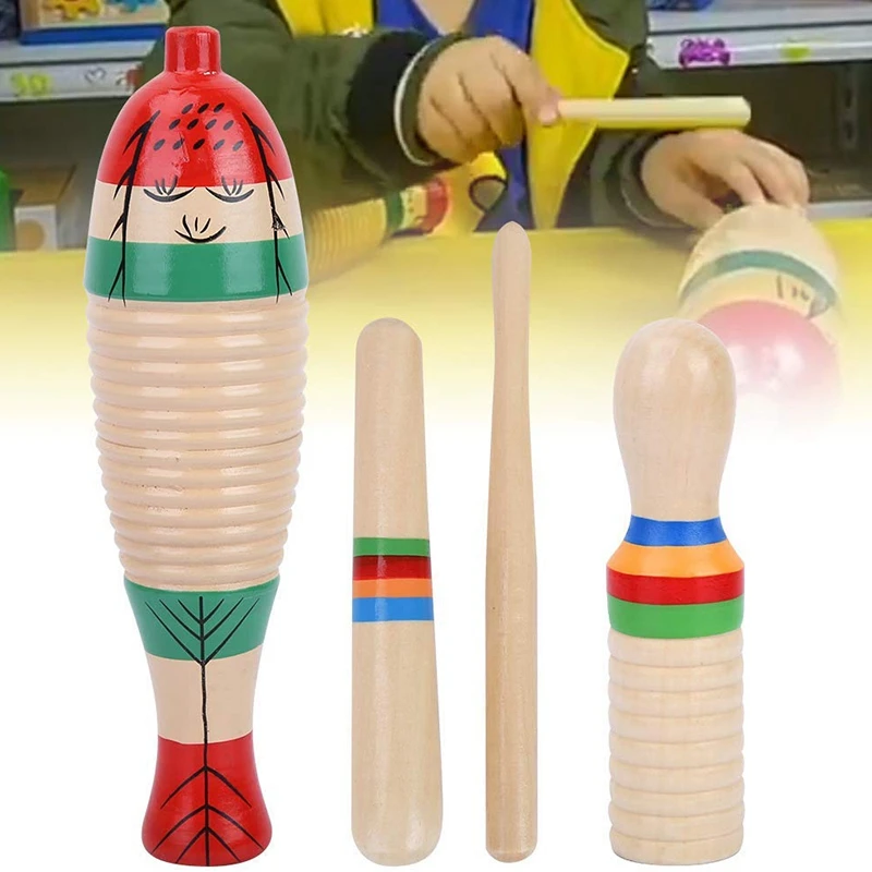 

Fish Guiro Wooden Guiro Music Scraper Guiro2 Sets Wooden Scraper Guiro Sound Tube Musical Percussion Instrument for Children Kid