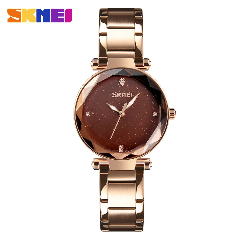 SKMEI Relogio Feminino Модные кварцевые женские часы браслет из нержавеющей стали