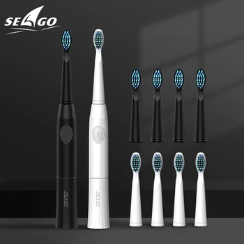 

SEAGO Electric Toothbrush with 1 Replacement Brush Heads Battery Sonic Teeth Brush Deep Cleaning Included Soft-bristle E23