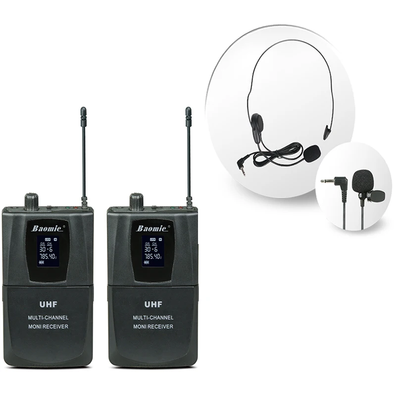 Baomic BM-722D UHF Цифровой беспроводной микрофон Система талии Висячие с гарнитурой или Lavalier микрофон можно перезаряжаемый