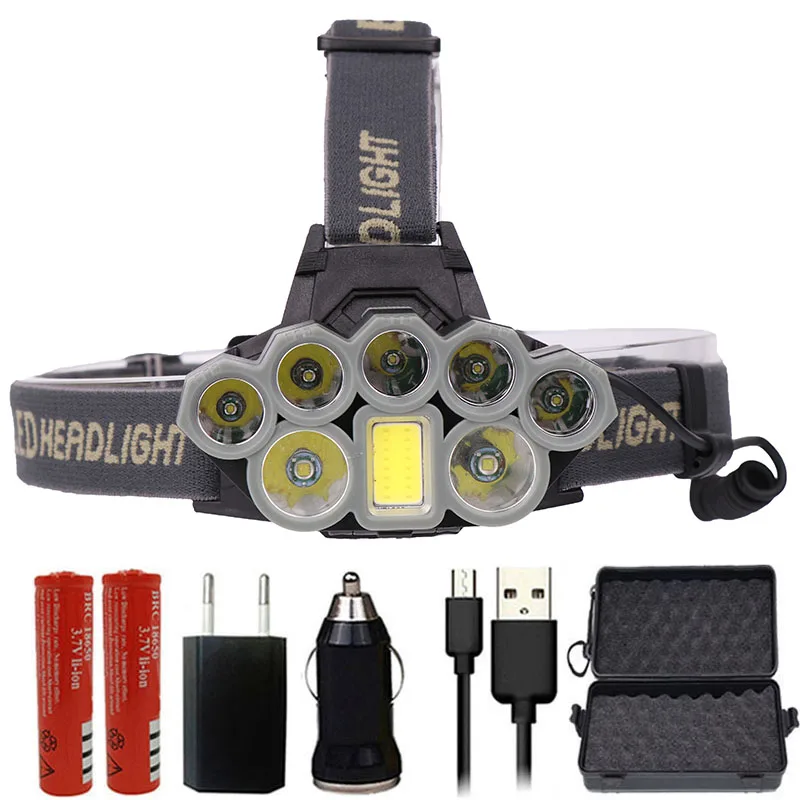 Option F Z20 Litwod 4108 светодиодный налобный фонарь Micro USB зарядное устройство фара 2* T6+ 5* XPE+ фонарь с блоком светодиодов портативный световой Головной фонарь походный фонарь - Испускаемый цвет: Option F