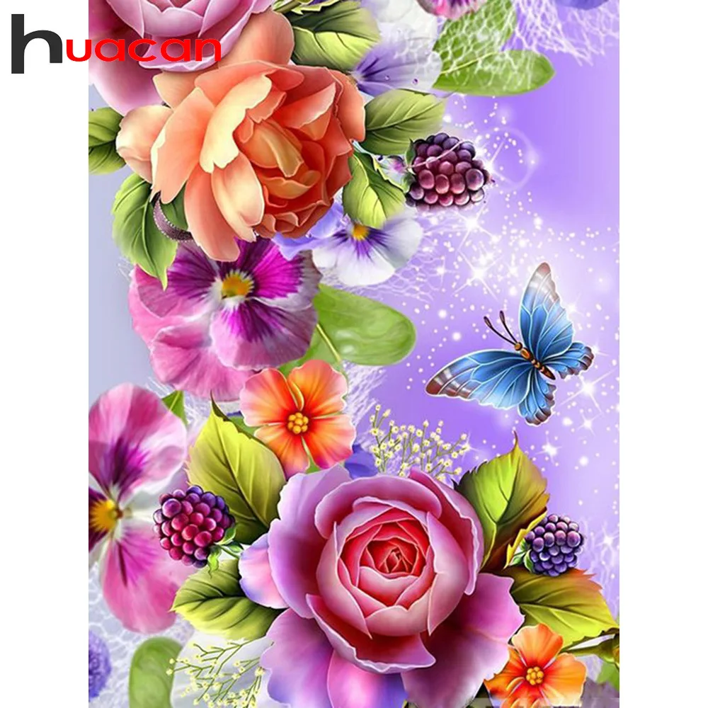 Huacan Алмазная мозаика алмазная живопись 5D цветы DIY Стразы для вышивки для украшения для домашнего подарка