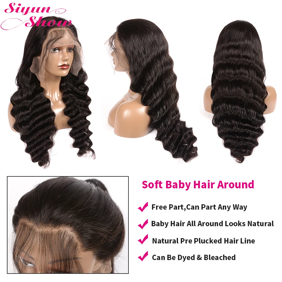 30 Inch 13X6 HD Transparent Lace Frontal Wig 250 Density Lace Front Human Hair Wigs Women