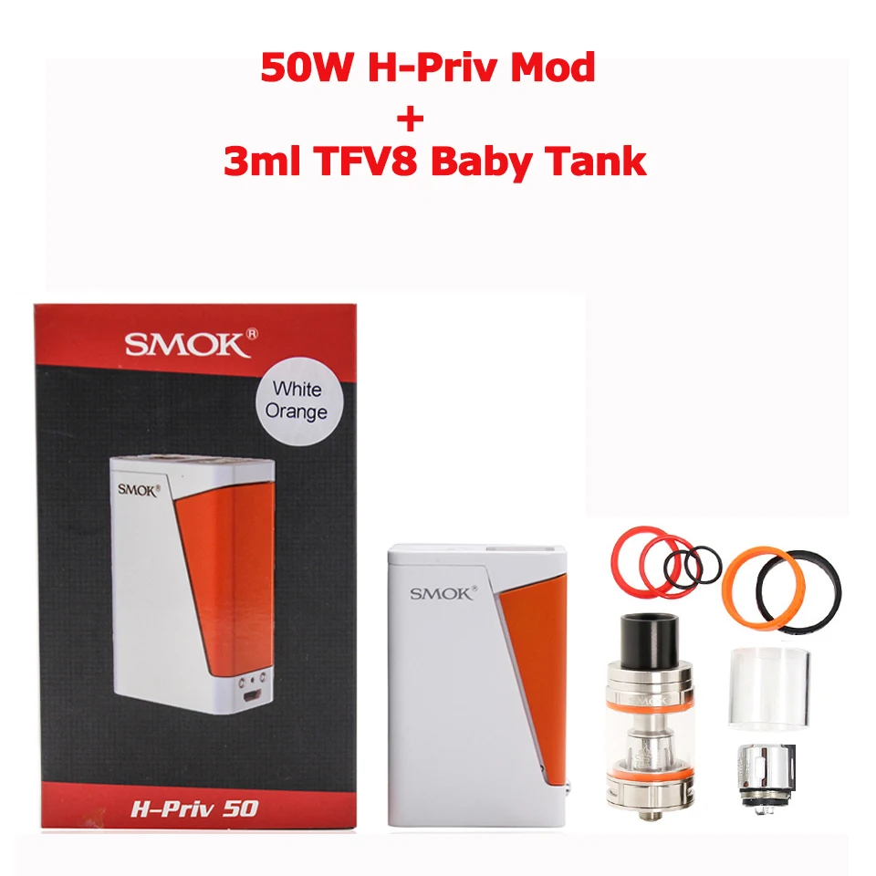 Оригинальный SMOK H PRIV 50W TC Vape Mod OLED экран TFV8 Baby Tank M2 Q2 катушка испарителя набор