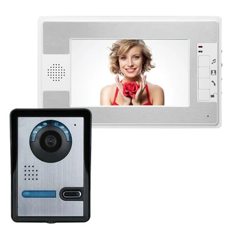 

Visual Intercom Doorbell 7Inch LCD Wired Video Door Phone System Indoor Monitor 1000 TVL Outdoor IR-CUT Camera (EU Plug)