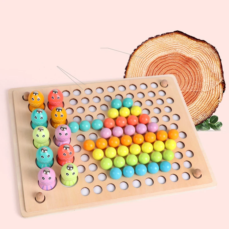 Детские деревянные игрушки ручной Тренировки Мозга клип бусины палочки для еды бусины игрушки Раннее Образование Головоломка доска математические игры игрушки памяти C