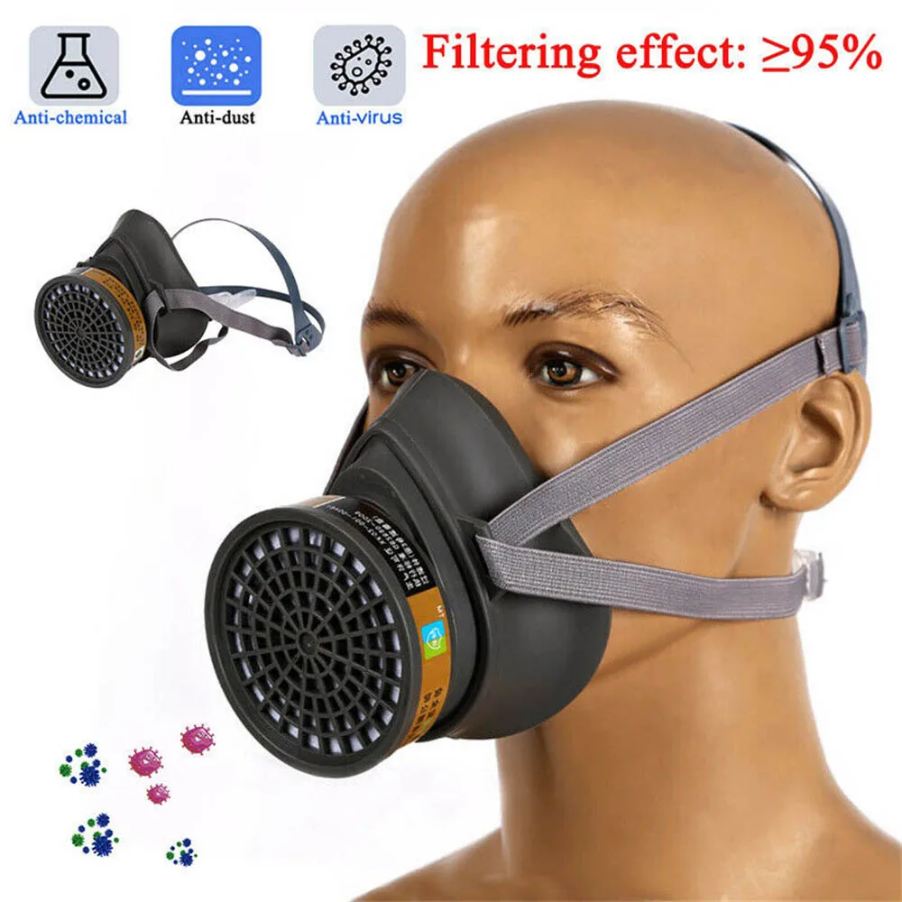 

Anti Gas Mask Survival Safety Respiratory Emergency Face Mask + 5 Filter Box