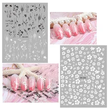 8 моделей/лист Цветы элемент 3d наклейки для ногтей узоры переводные наклейки украшения для дизайна ногтей DIY инструменты аксессуары для ногтей