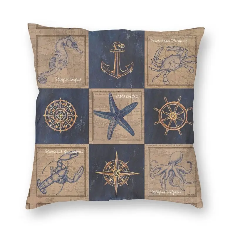 Nautical Burlap 3D Printing Graphic Sofa Cushion Covers Seahorse Octopus Animals Soft Cute Pillow Case Home Decor Pillowcase | Дом и сад