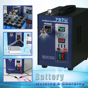 

Double-pulse Spot Welder Machine 2.8KW Battery Spot Welding Machine USB Charging Test 18650 Battery Pack Welder 737U EU/US/UK/AU