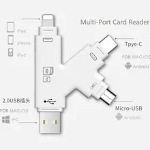 4 в 1 i флэш-накопитель USB Micro SD и TF кардридер адаптер для iPhone XS max/XS/X/7 8 PLUS для iPad Touch MAC PC