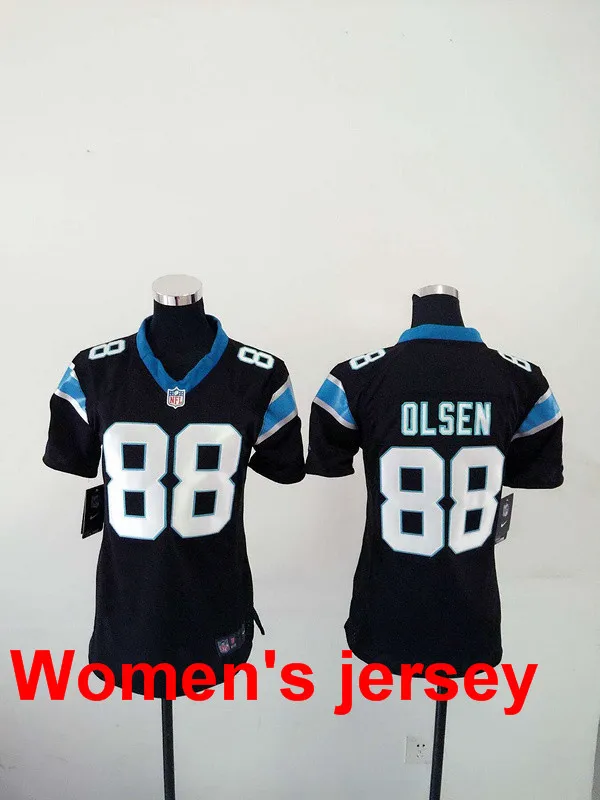 Коричневый A+++ для женщин, для девушек, сшитые, Carolina s ladies 1 Cam Newton 59 Luke Kuechly, Вышивка логотипов, Размеры s-XXL, Джерси - Цвет: Коричневый