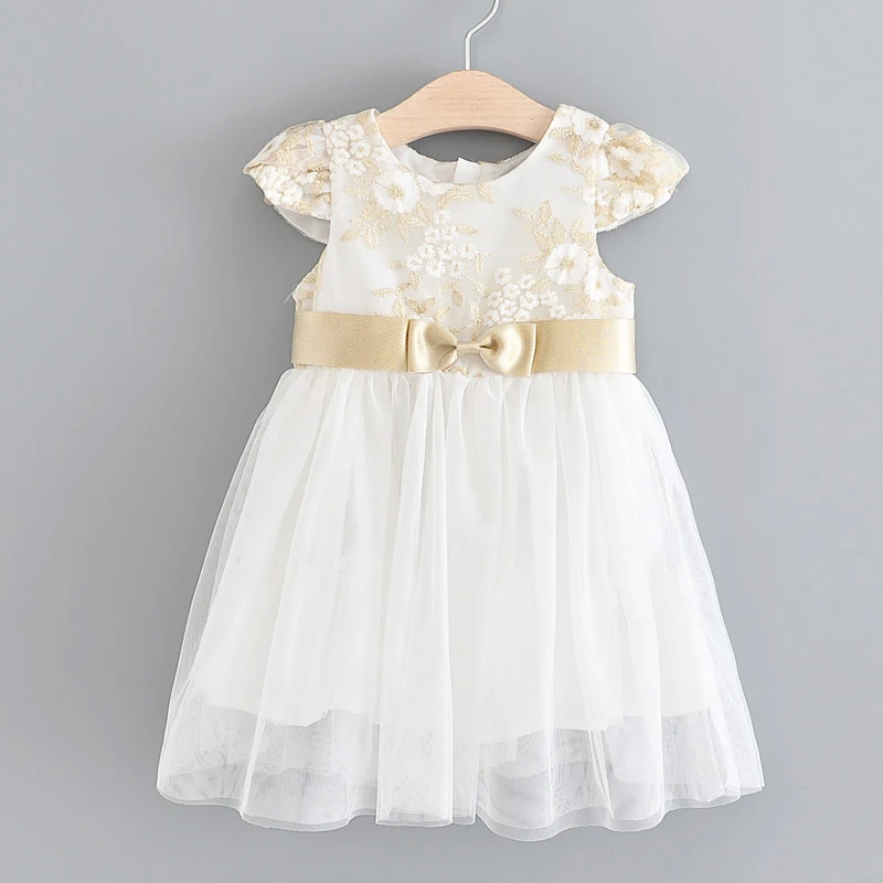 

Girls Dresses Kids Clothes Children's Wear Girls Sweet Flower Embroidery Mesh Stitching Vest Princess Dress