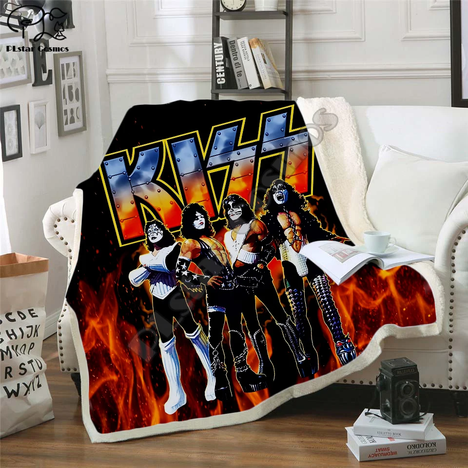Новое одеяло KISS Rock & Roll All Nite вечерние 3D из шерпы с принтом на кровати домашний