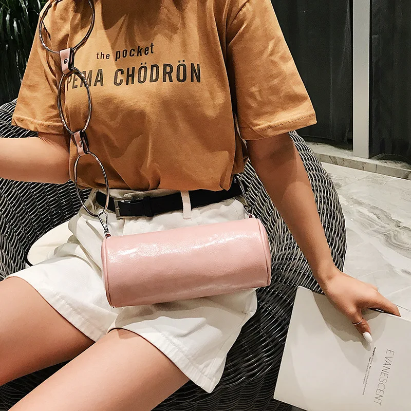 

New Arrival Bag 2019 Non-mainstream Leisurely Shoulder Bag Simple Versatile Shoulder Bag/ Hand Bag Circular Ring Cylinder Column