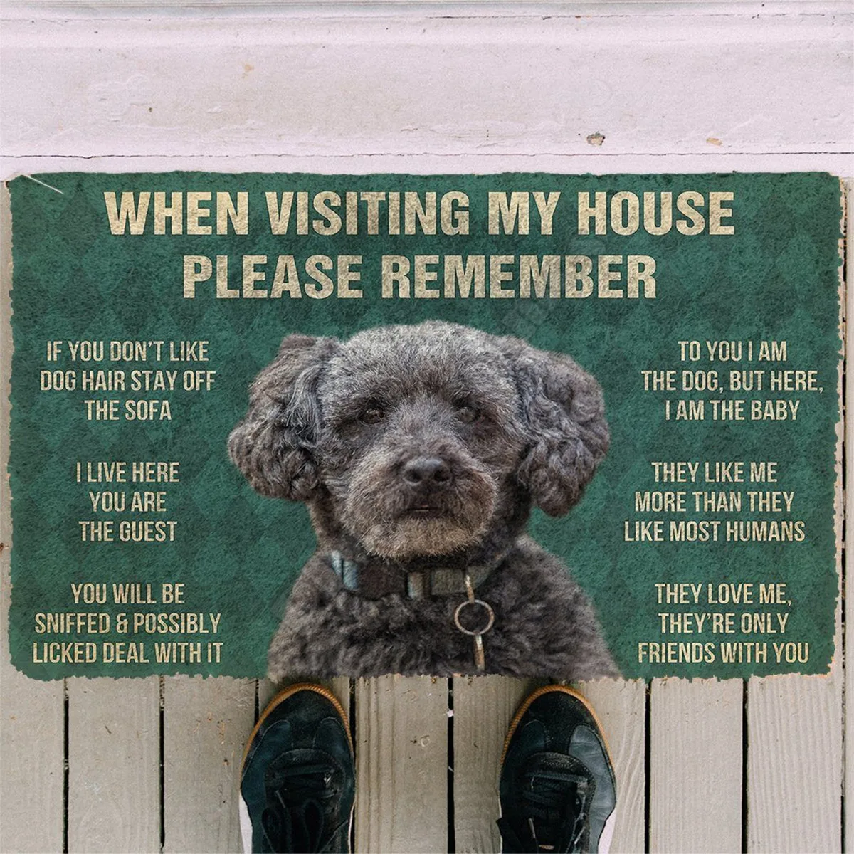 Lustige Hund Print Haustiertür Mat Outdoor Indoor vorderen Flanell Fußmatte 