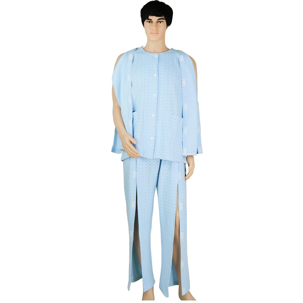 Men Bedridden Patient Elderly Clothes Cotton Hospital Nursing Tops and Pants Clothes Gowns for Hospital Elderly Patients