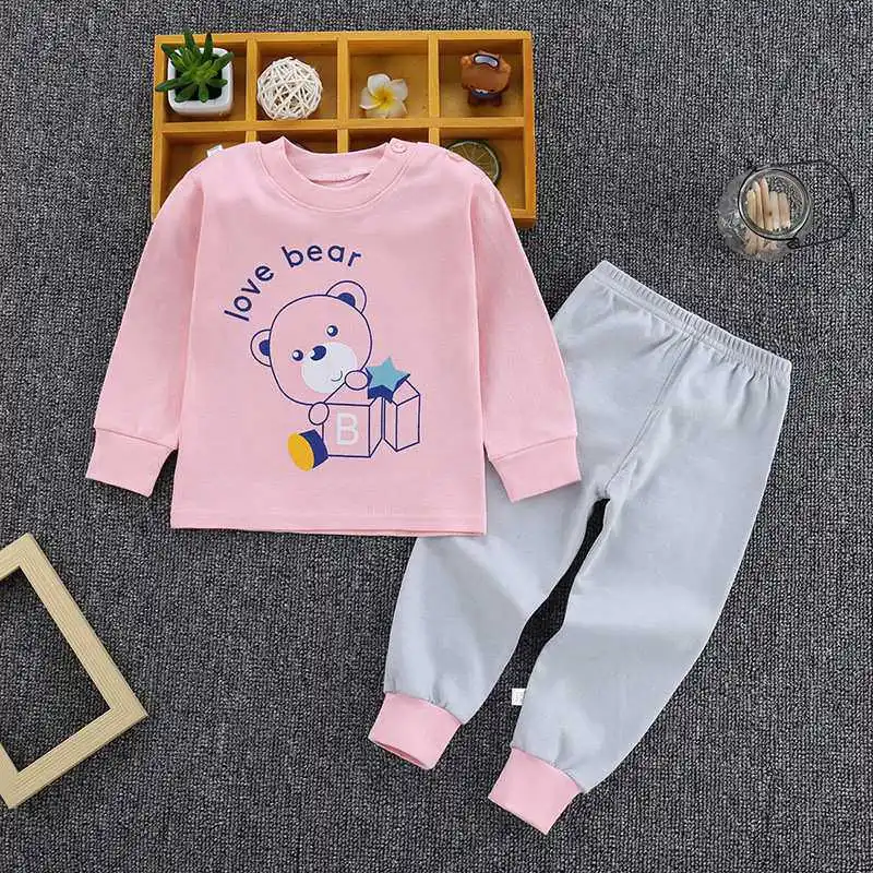 Детские пижамы для мальчиков детские пижамные комплекты с героями мультфильмов хлопковый костюм для сна для маленьких девочек Теплые Топы с длинными рукавами+ штаны, 2 предмета, детская одежда - Цвет: A8