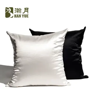 

Home Hot Sales Bright Surface Imitated Silk Fabric Satin Solid Color Pillow Cushion Cover