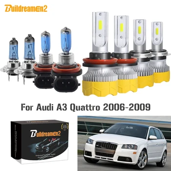 

Buildreamen2 4 Pieces Car Headlight High Beam + Low Beam H7 H11 LED Halogen Headlamp Light 12V For Audi A3 Quattro 2006-2009