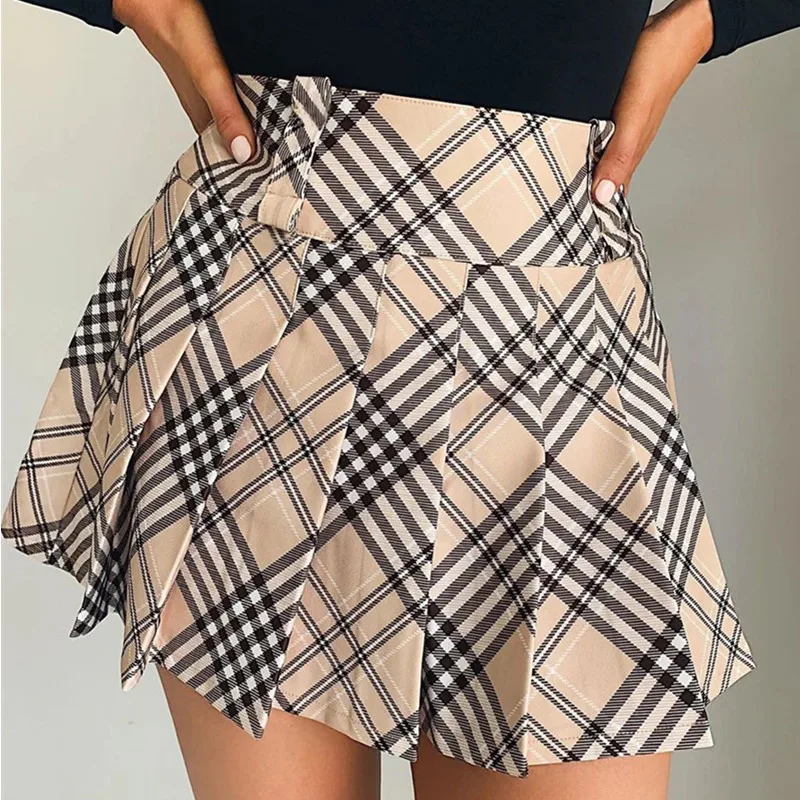 Las mujeres vestido de cintura alta directo faldas damas mujer Harajuku Sexy plisada Mini faldas para la escuela lindo cóctel corto ropa