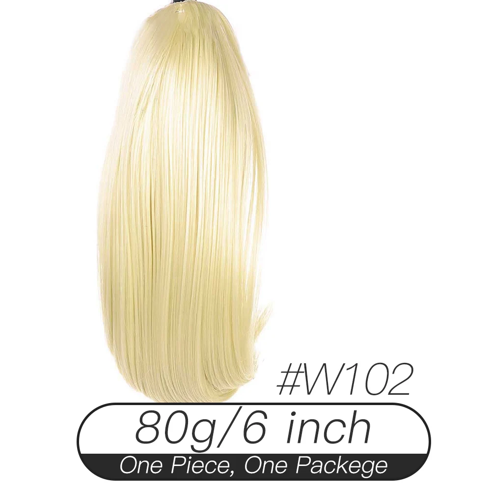 LM 6''80g прямые длинные накладные волосы на заколках блонд черный маленький конский хвост волокна синтетические волосы коготь конские хвосты - Цвет: NW103-W102