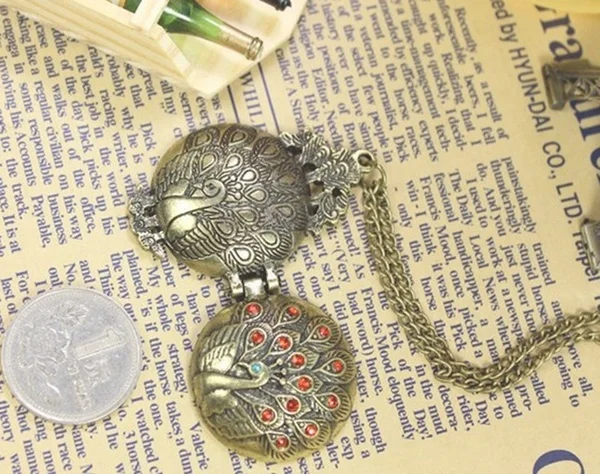 Павлин медальон хрустальные подвески ожерелье