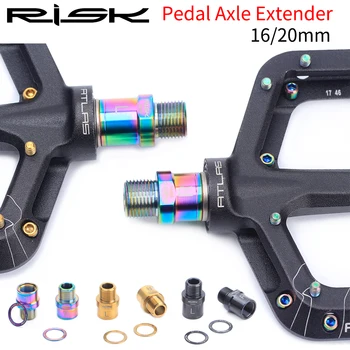 

RISK Bicycle Pedal Extension Axis Extender Spacers Washer MTB Converter Mountain Road Bike Adapter Titanium Alloy Screw Ti Bolts