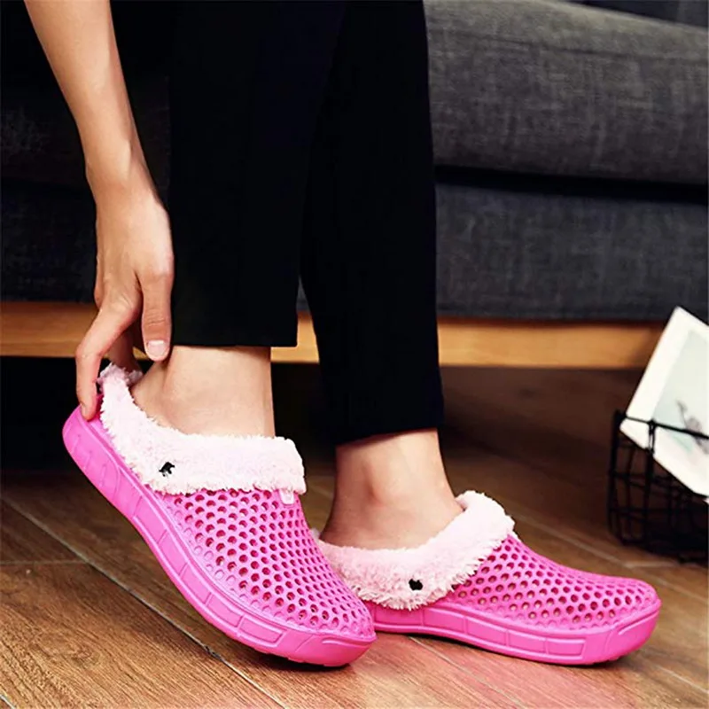 

Winter Warm Fur Women Slippers Home Indoor Plush House Shoes Plush Slipper Woman Indoor Bedroom House Shoes EVA Female Couples