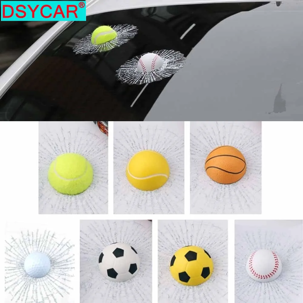 

DSYCAR 1Pcs Cars Window Sticker 3D A Half Real Ball, Funny Car Stickers and Decals, Mirror Window Laptop MacBook Sticker