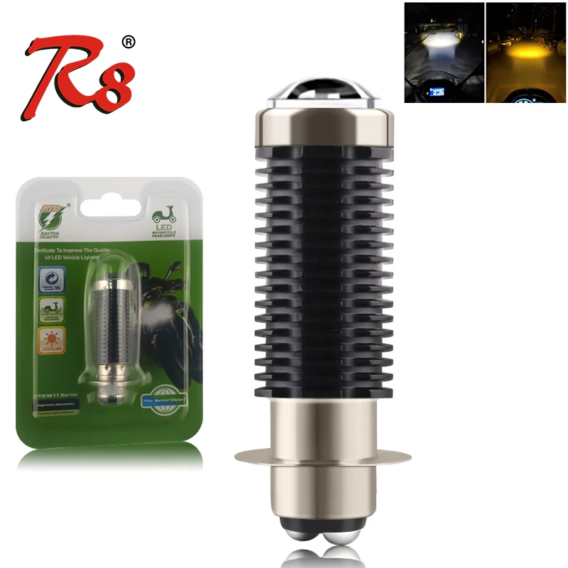 M11W Motorcycle H4 HS1 BA20D P15D Headlight LED Light Bulbs 15W Dual Color Bi-Lens White Yellow Plug And Play For ATV Moped Bike |