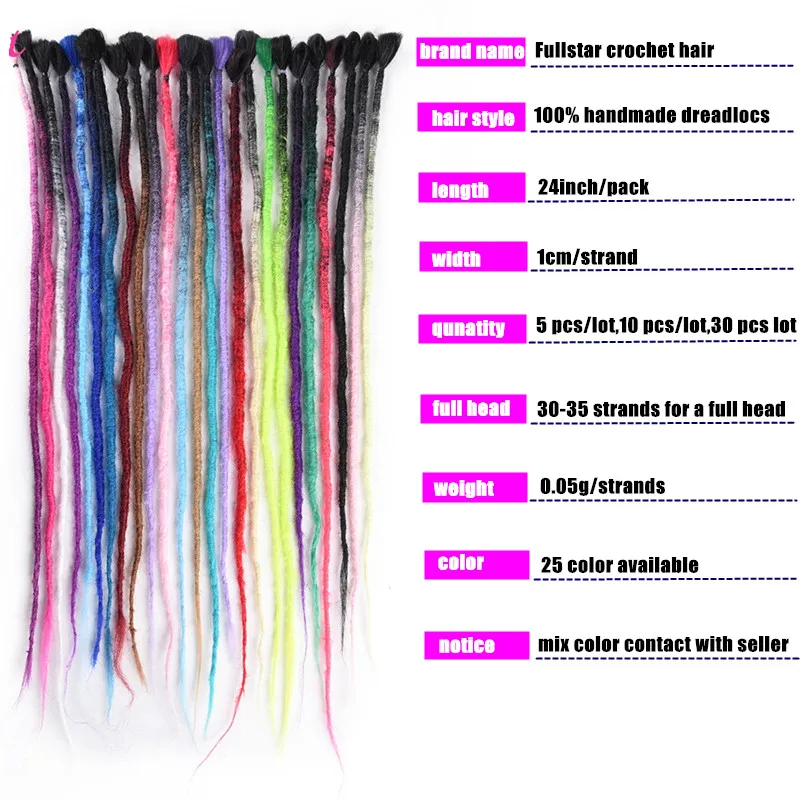 Full Star Synthetic Ombre Faux Locs Crochet Hair 24" 5strands/pack Low Temperature Fiber Lock Braiding Hair Extensions