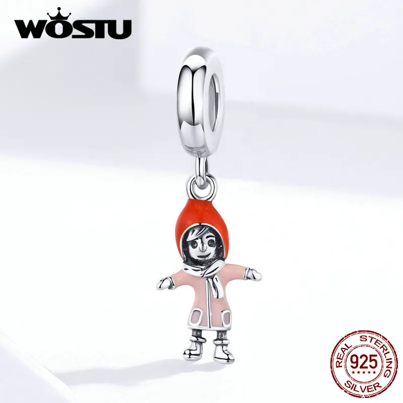 WOSTU, 925 пробы, серебряные, для катания на лыжах, для мальчиков и обнимающих, подвески для девушки, бусины, подходят к оригинальному браслету, подвеска, ювелирные изделия дружбы, BKC1352
