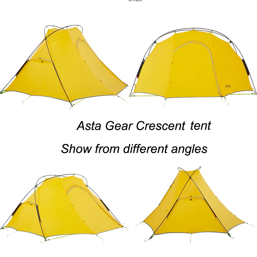 Нейлоновая ветрозащитная непромокаемая кемпинговая палатка Asta Gear Crescent 2 20D для