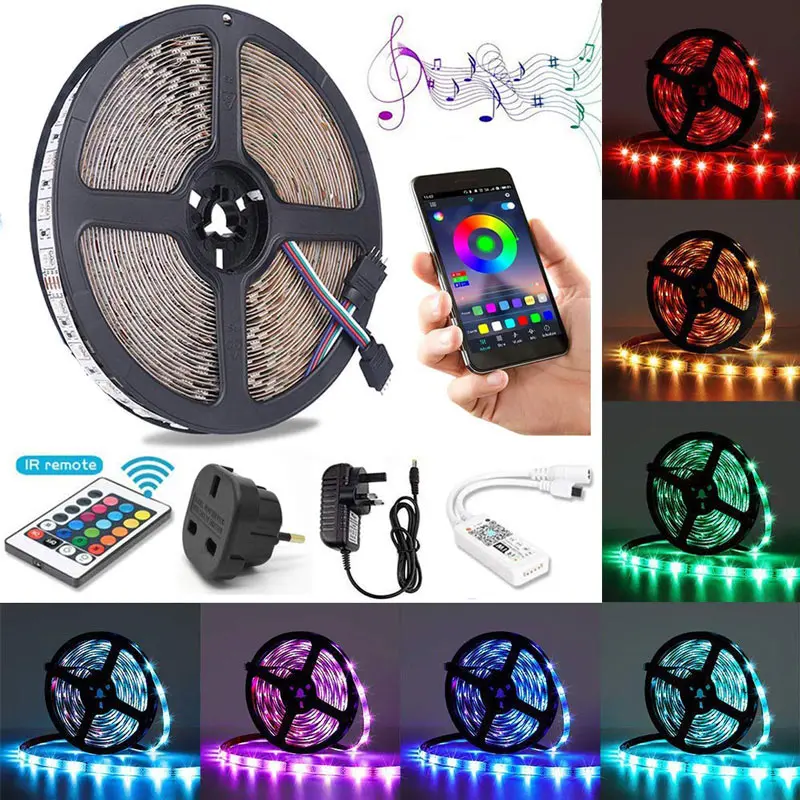Автомобильный светодиодный ленточный светильник, 5 м, 5050 RGB, 16 миллионен, Farben 300, светодиодный RGB ленточный полный комплект, mit Fernbedienung, светодиодные ленты es Arbeitet