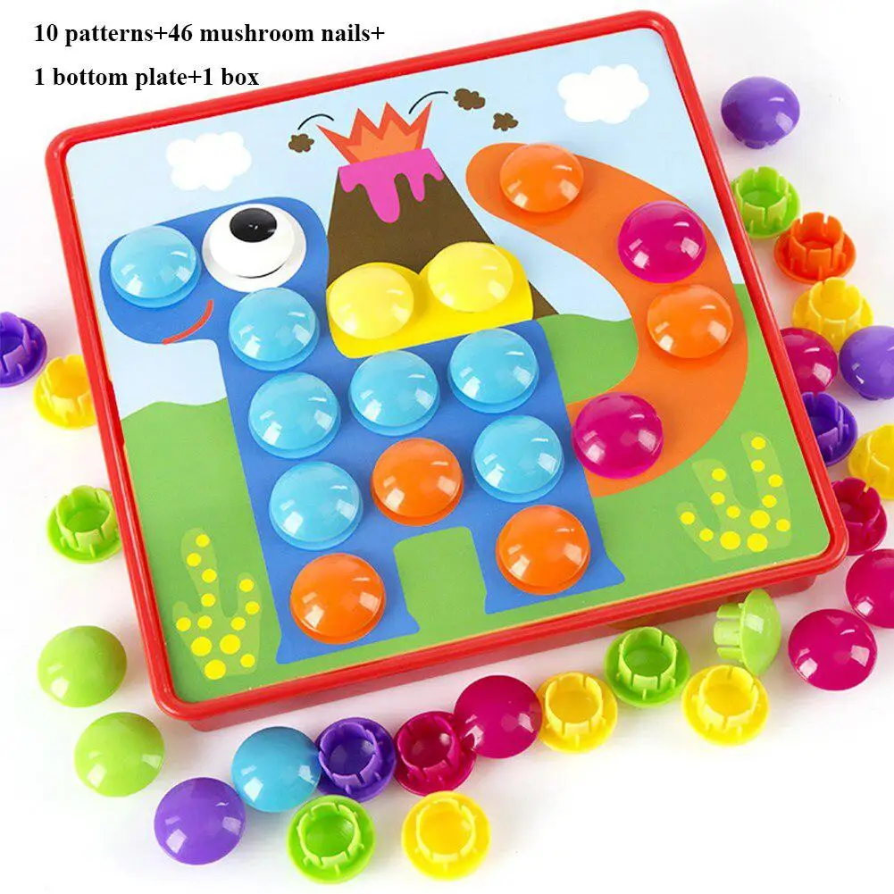 10 pcs set 10 шт./компл. Обучающие игрушки Кнопка гриб булавка головоломка совпадающий цвет доска дети мозговой Прорезыватель игрушки Рождественский подарок - Цвет: 10 pcs set