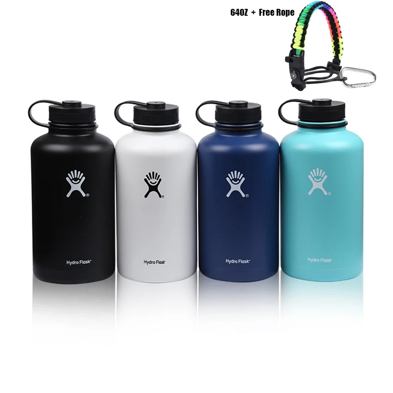 

Hydro Flask Water Bottle with Straw Braided Rope Compass 60OZ Vacuum Flasks Thermoses Stainless Steel Hydroflask Sport Bottles