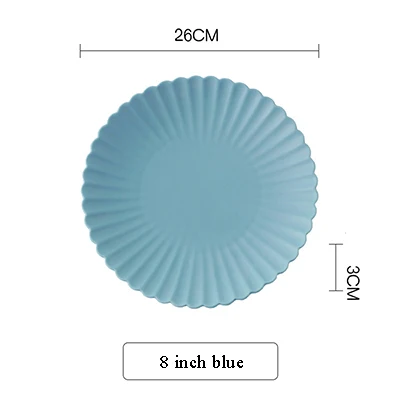 Цветочный фарфоровый набор тарелок, набор твердой круглой посуды, миска для еды, тарелка и тарелка, домашние декоративные столовые наборы, посуда - Цвет: 8 inch blue