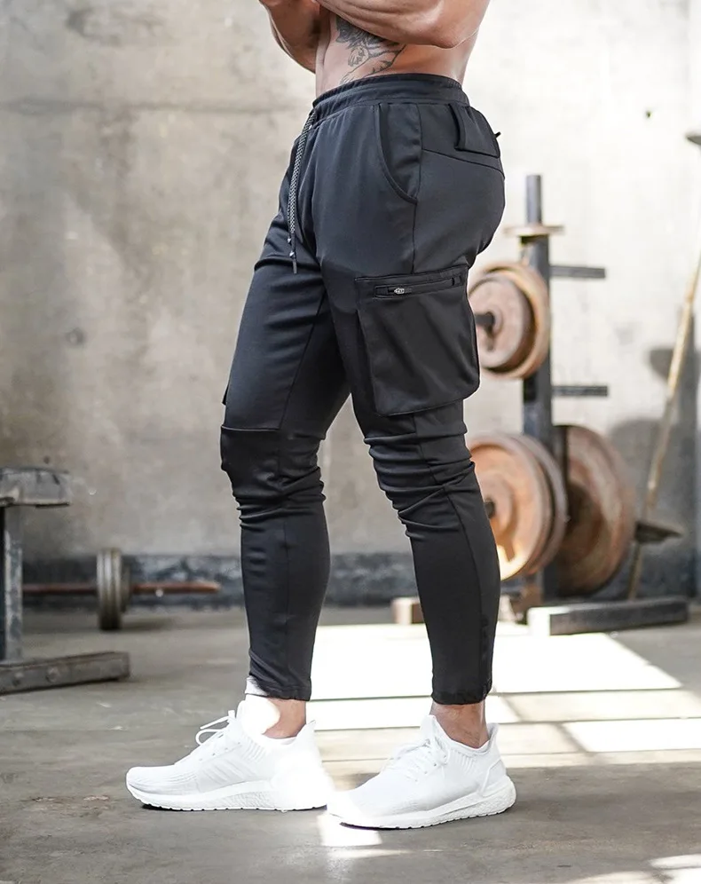 white sweatpants Joggers Men 2020 Streetwear Trousers Multiple Zipper Pockets Muscle Mens Pants , Sweatpants Tracksuit 20CK19 cargo sweatpants