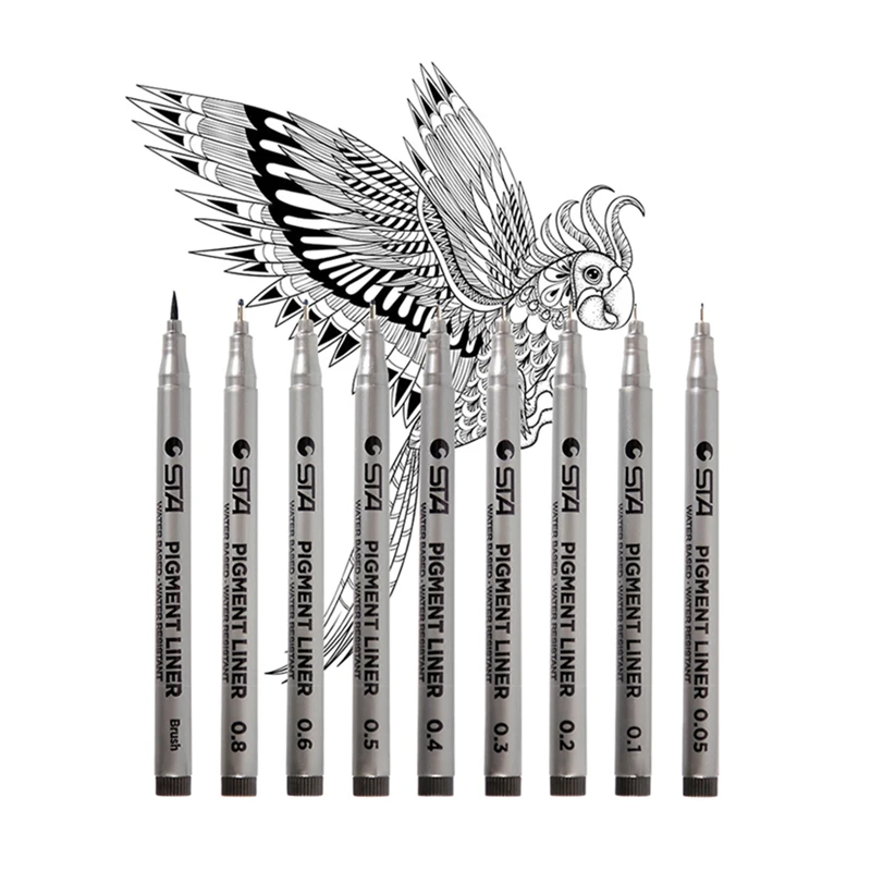 Пигментный лайнер Pigma Micron 1 шт. чернильный маркер 0 05 2 3 4 5 6 8 черные подводки для
