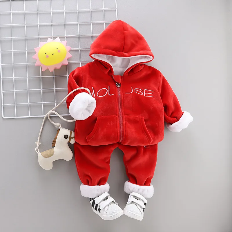 

Boys' Clothes Autumn And Winter Brushed And Thick Two-Piece Set Infant Child Hoodie Female Baby Winter 1-3 Years Old 4 Coat Fash