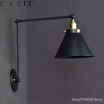 

Industrial Retro Long Arm Wall Lamp Creative Nostalgic Retractable Bedside Wall Lights Led Wall Lighting Dining Room Cafe Iron